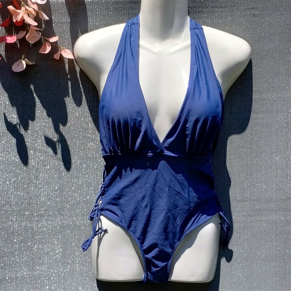 Fashion (L) Deep V with Side Lace One Piece